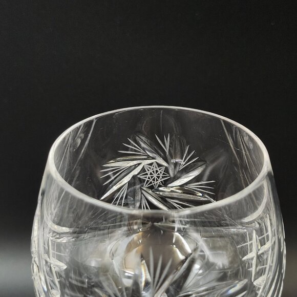 Ajka Copac Crystal Pinwheel Fan Star Thatched Wine Glasses (7) Hungary Sparkles - Picture 4 of 10